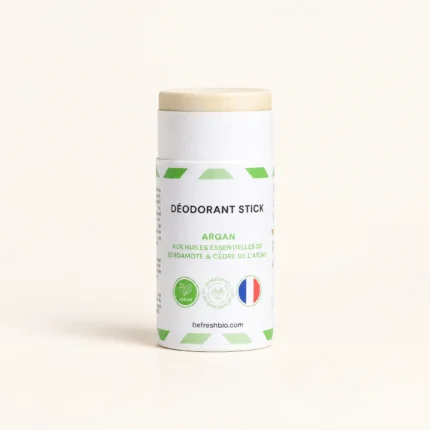 Déodorant stick bio argan bergamote cèdre en tube carton Be Fresh & Bio