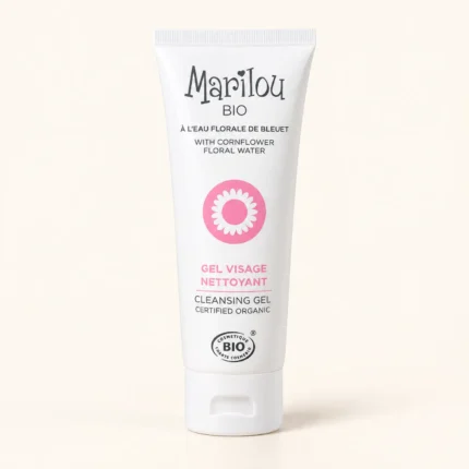 Tube blanc Marilou Bio gel nettoyant visage à l'eau de bleuet