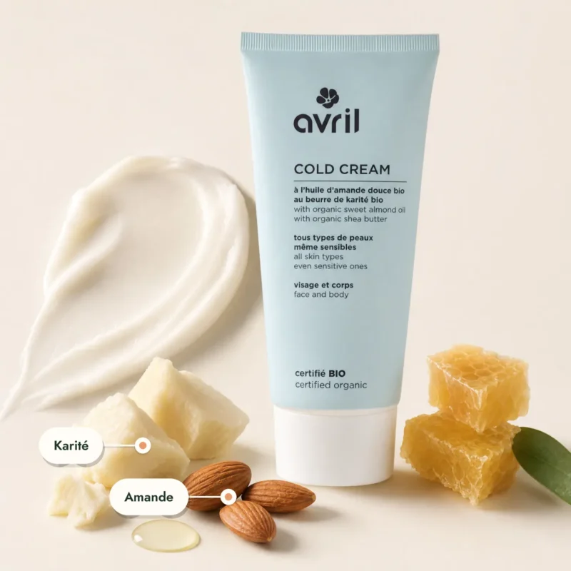 Tube Cold Cream Bio Avril entouré d'amandes et beurre de karité