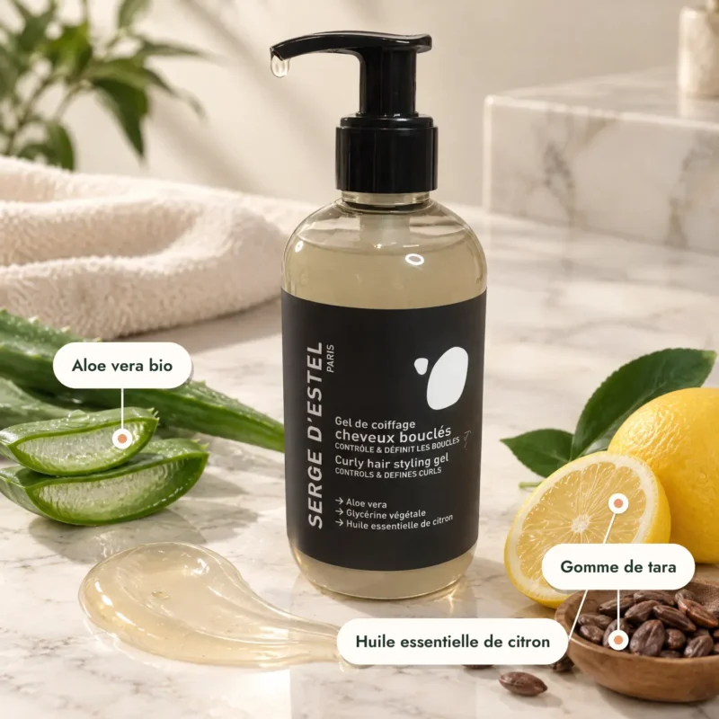 Gel de coiffage cheveux bouclés Serge D'Estel, aloe vera et citron