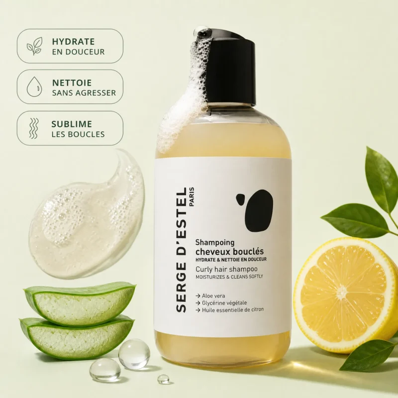 Shampoing bio Serge D'Estel Paris aloe vera citron bouclés