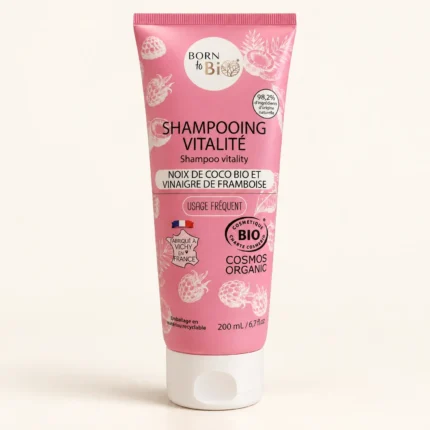 Tube rose Shampooing Vitalité bio Born To Bio coco framboise 200 ml