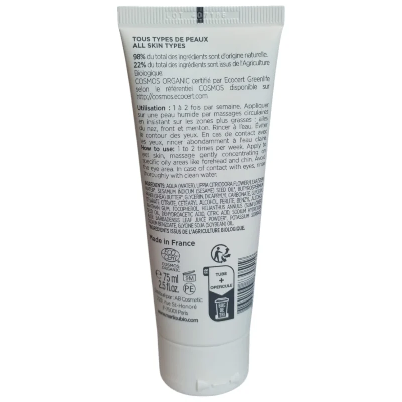 Description gommage exfoliant visage verveine