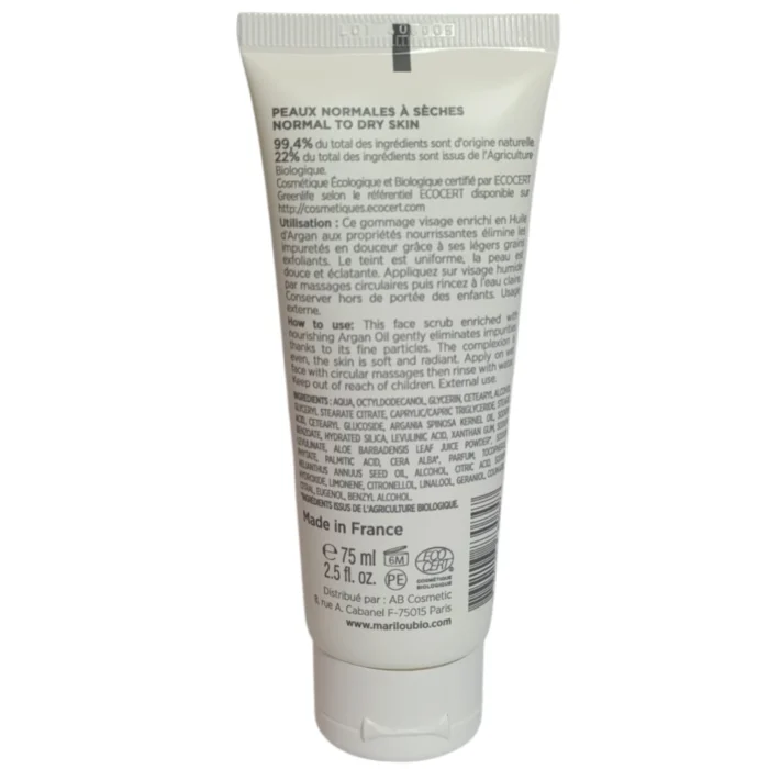 Description gommage visage huile d'argan