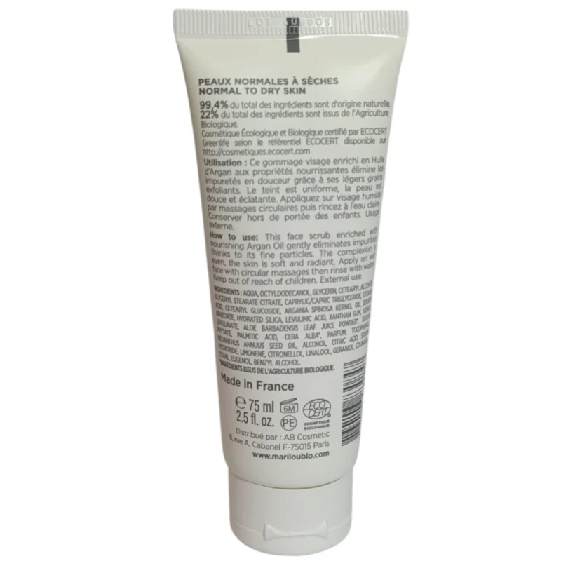 Description gommage visage huile d'argan
