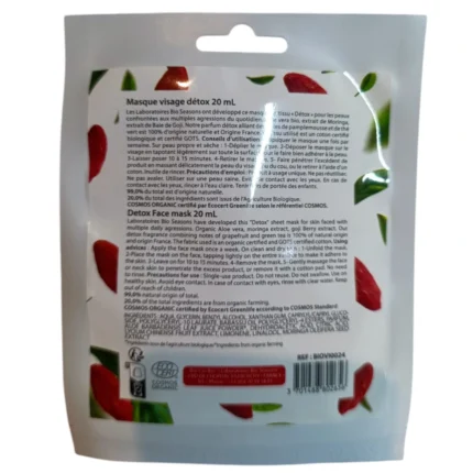 Description masque tissus détox visage