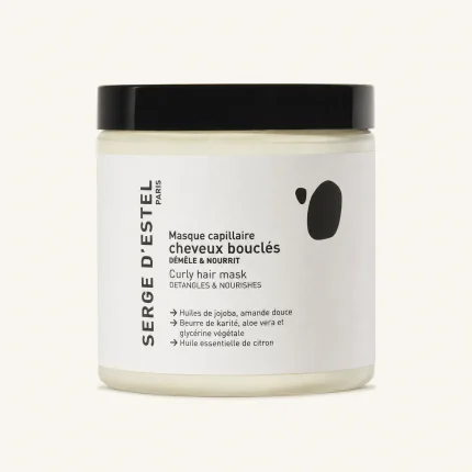 Pot masque cheveux bouclés Serge D'Estel Paris fond blanc