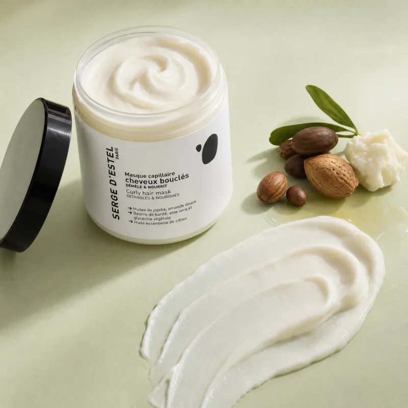 Masque crème cheveux bouclés Serge D'Estel Paris, noix karité