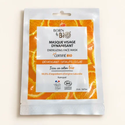 Sachet masque tissu visage dynamisant bio Born To Bio motif oranges
