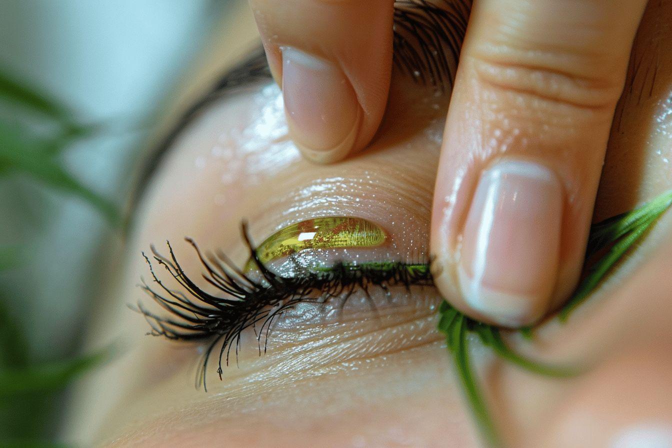 Gros plan d'un œil humain avec des cils et une pupille verte.