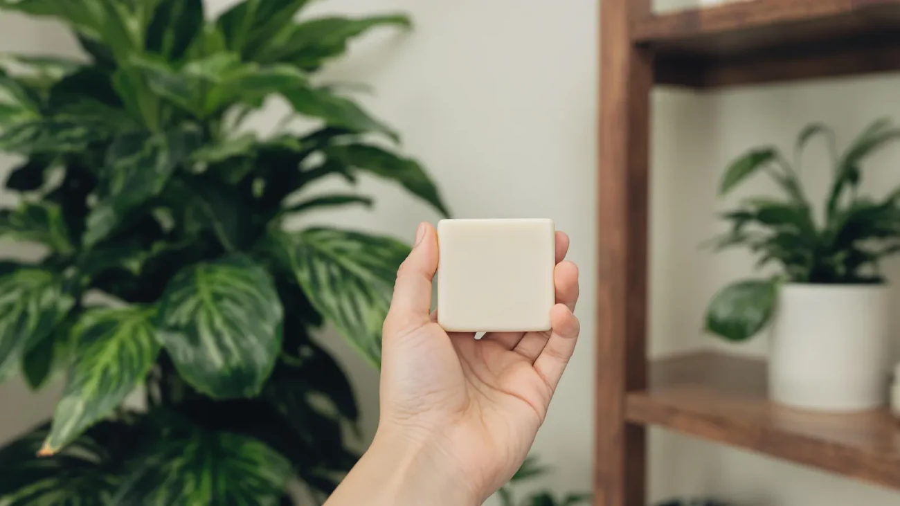 Présentation d'un shampoing en cube
