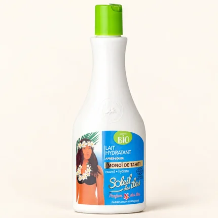 Flacon blanc Lait hydratant après-soleil Monoï Soleil des îles bio