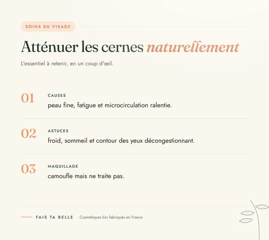 Infographie : Atténuer les cernes naturellement — Fais Ta Belle, cosmétiques bio fabriqués en France
