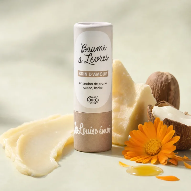 Baume lèvres bio Brin d'Amour karité cacao texture crémeuse