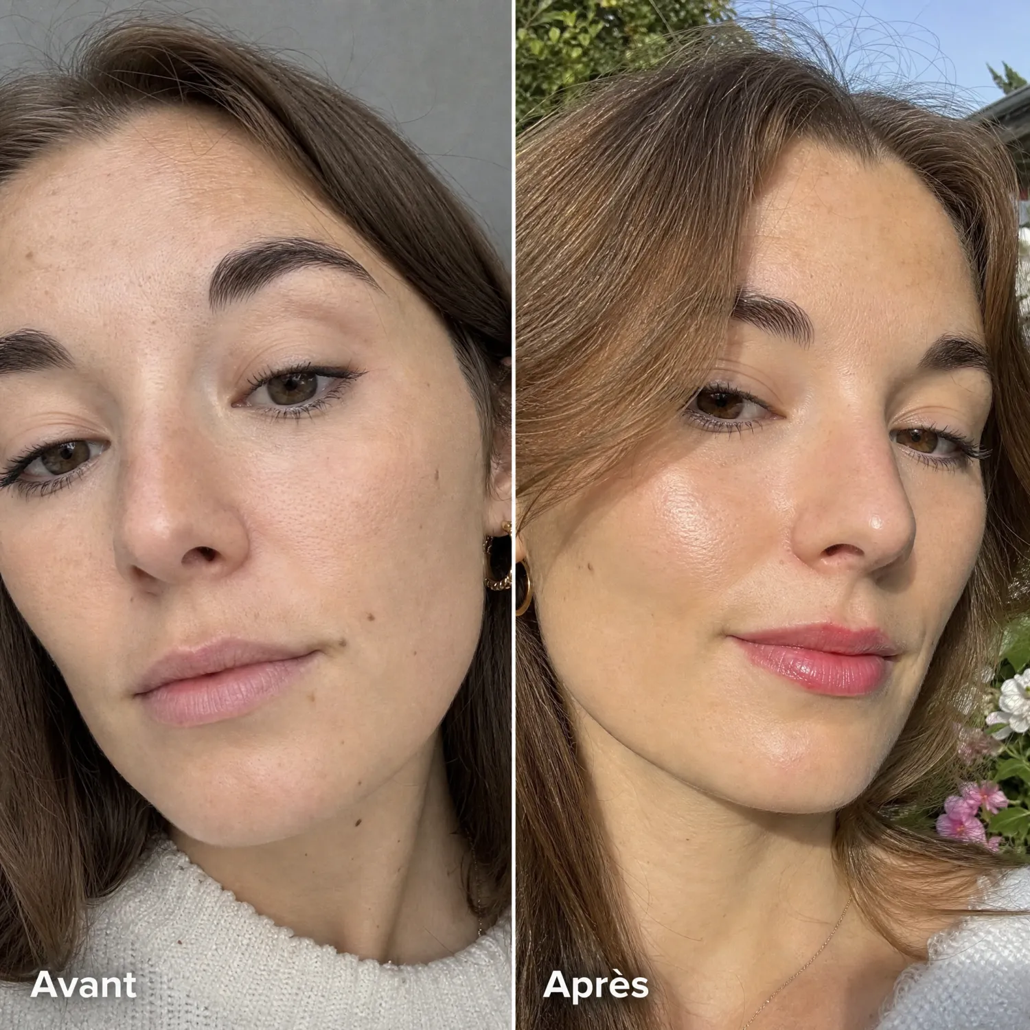 Avant après lèvres teintées rose hydratées baume framboise TREW