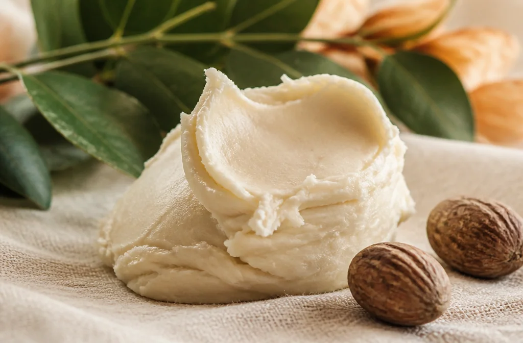 Texture onctueuse du beurre de karité — cosmétiques bio fabriqués en France