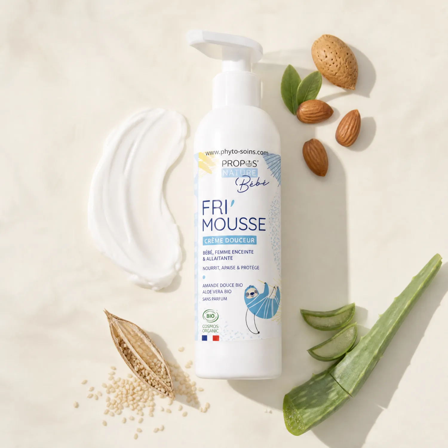 Crème Fri'Mousse Bio texture crémeuse amandes et aloe vera frais