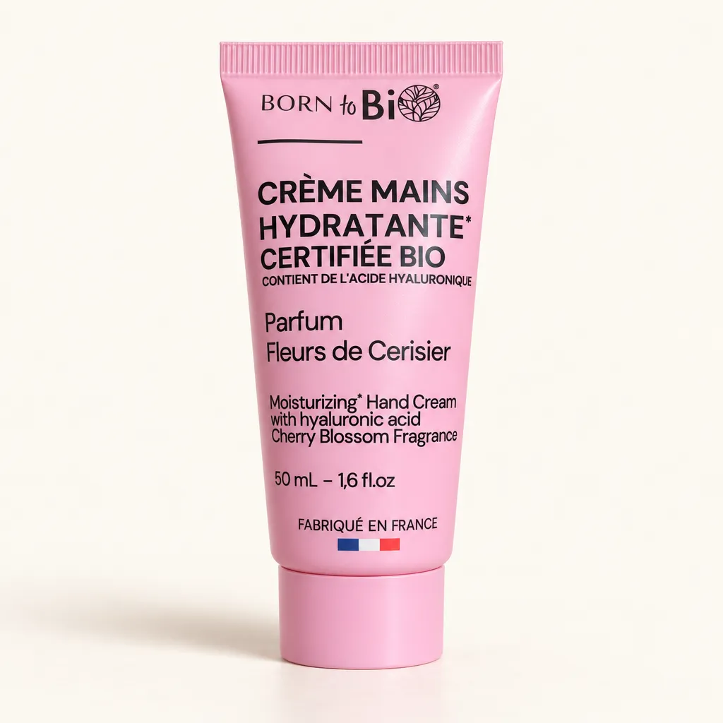 Tube rose Crème Mains Bio Born To Bio acide hyaluronique 50 ml