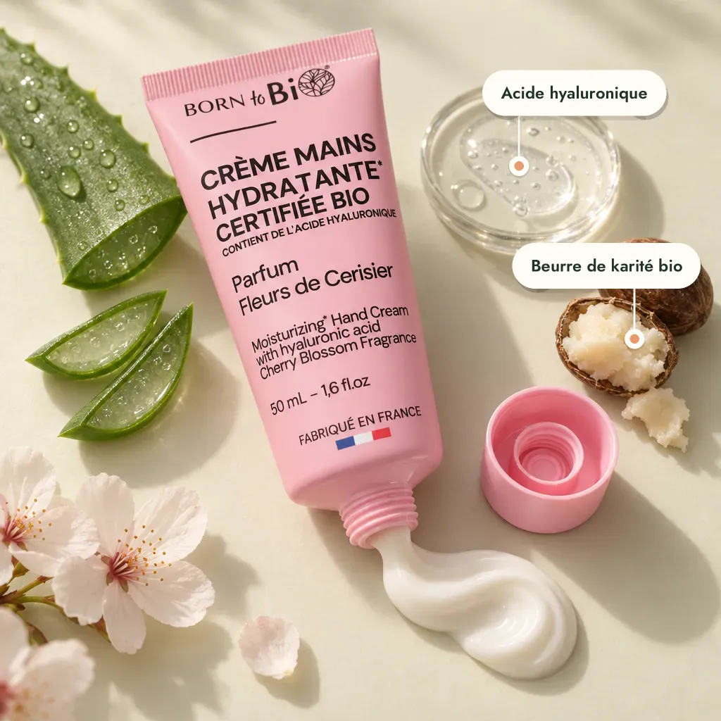 Tube rose Born To Bio ouvert, texture crème, aloe vera et karité
