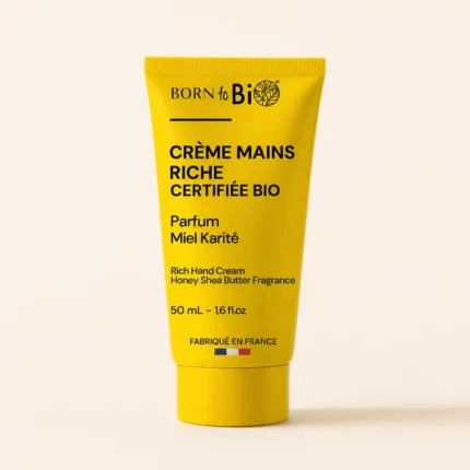 Tube crème mains riche Born to Bio miel karité 50 ml jaune