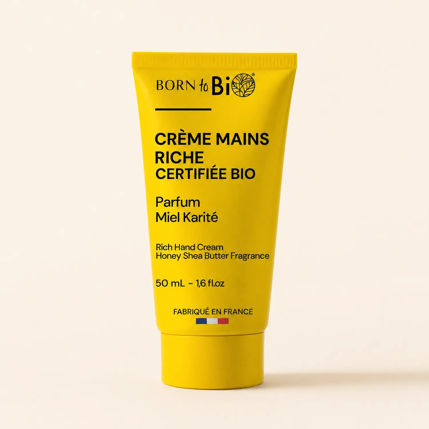 Tube crème mains riche Born to Bio miel karité 50 ml jaune