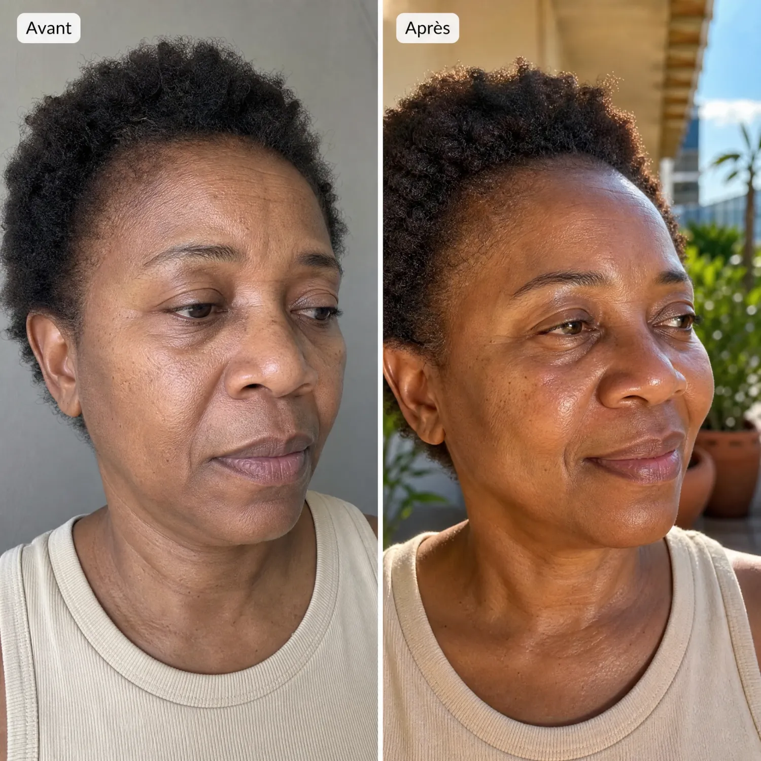 Avant après savon lait d'ânesse peau mature éclat naturel