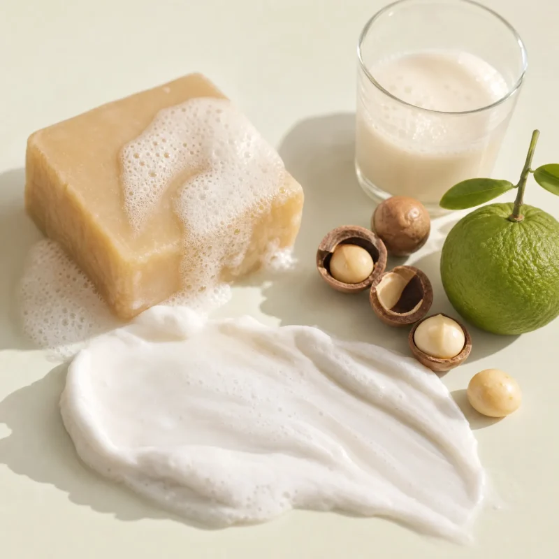 Savon bio crémeux, noix de macadamia et citron vert frais