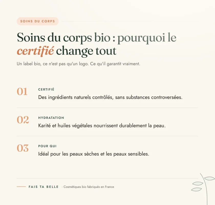 Infographie : soins du corps bio certifiés et leurs bienfaits — Fais Ta Belle